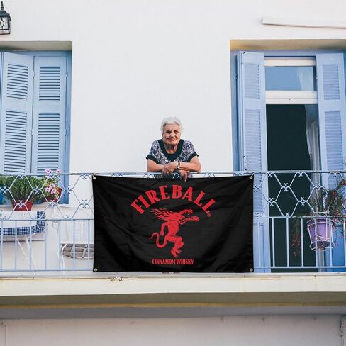 Fireball Cinnamon Whiskey Embroidered Nylon Flag With Four Brass Locks 3' x 5' in Saudi Arabia