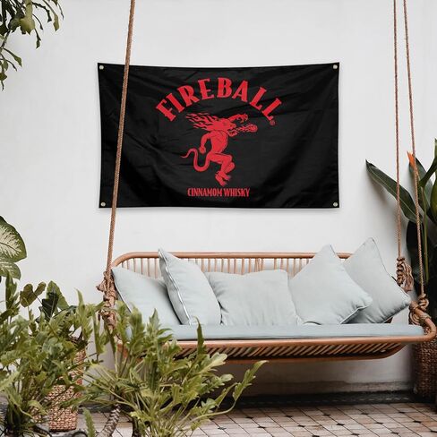 Fireball Cinnamon Whiskey Embroidered Nylon Flag With Four Brass Locks 3' x 5' in Saudi Arabia