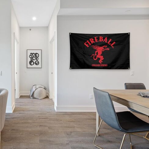 Fireball Cinnamon Whiskey Embroidered Nylon Flag With Four Brass Locks 3' x 5' in Saudi Arabia