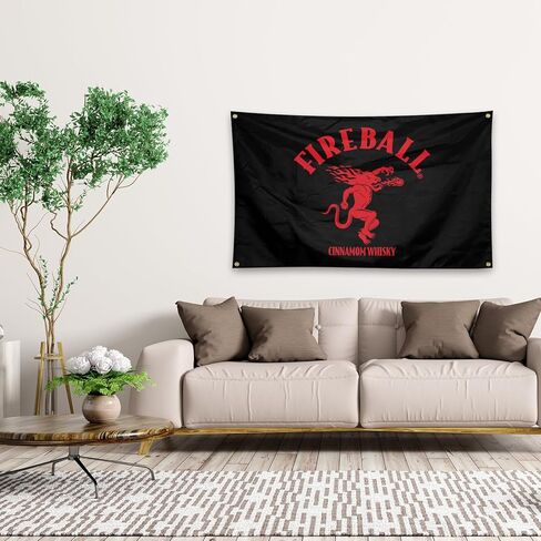 Fireball Cinnamon Whiskey Embroidered Nylon Flag With Four Brass Locks 3' x 5' in Saudi Arabia