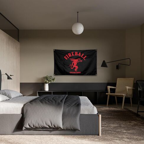 Fireball Cinnamon Whiskey Embroidered Nylon Flag With Four Brass Locks 3' x 5' in Saudi Arabia
