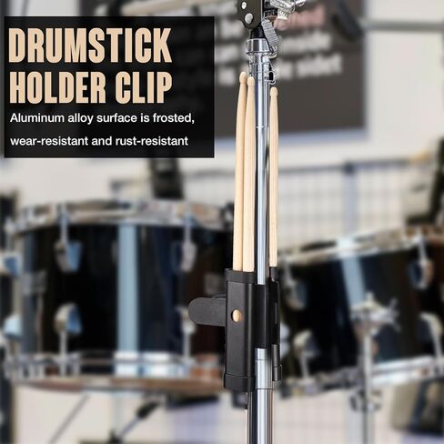Facmogu Drum Stick Holder Clip, Aluminum Alloy Drumstick Holder Clip Clamp on Cymbal Stand, Quick Release Adjustable Angle Holds up to 2 Pairs of Sticks, Drum Sticks Holder for Drum Kit & Cymbal Stand in Saudi Arabia