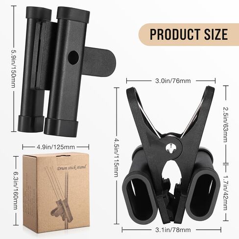 Facmogu Drum Stick Holder Clip, Aluminum Alloy Drumstick Holder Clip Clamp on Cymbal Stand, Quick Release Adjustable Angle Holds up to 2 Pairs of Sticks, Drum Sticks Holder for Drum Kit & Cymbal Stand in Saudi Arabia