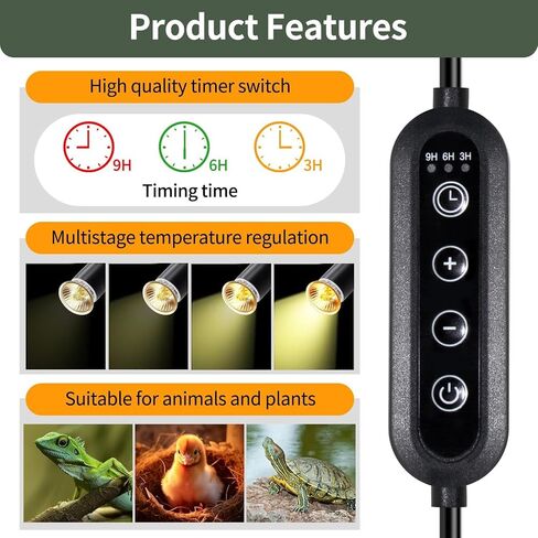 HMLKYBF Reptile Heat lamp, UVA UVB Reptile Light Basking Spot Lamp, 360° Rotatable Basking Lamp for Lizard Turtle Snake Aquarium Aquatic Plants with 2 Heat Bulbs in Saudi Arabia