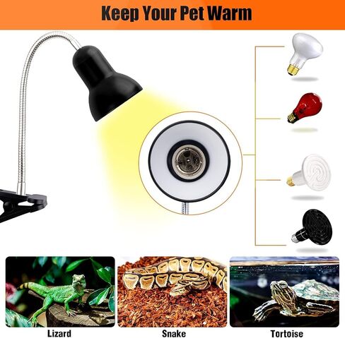 HMLKYBF Reptile Heat lamp, UVA UVB Reptile Light Basking Spot Lamp, 360° Rotatable Basking Lamp for Lizard Turtle Snake Aquarium Aquatic Plants with 2 Heat Bulbs in Saudi Arabia