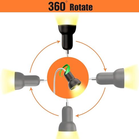 HMLKYBF Reptile Heat lamp, UVA UVB Reptile Light Basking Spot Lamp, 360° Rotatable Basking Lamp for Lizard Turtle Snake Aquarium Aquatic Plants with 2 Heat Bulbs in Saudi Arabia
