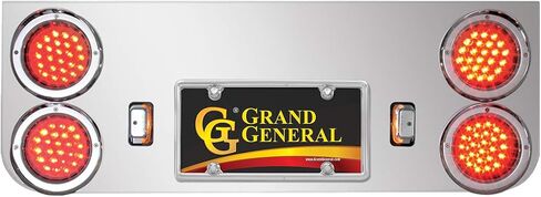 لوحة خلفية من الفولاذ المقاوم للصدأ GG Grand General 91095 مع ضوء LED أحمر مقاس 4 بوصات وحافة بلاستيكية من الكروم مع قناع in Saudi Arabia