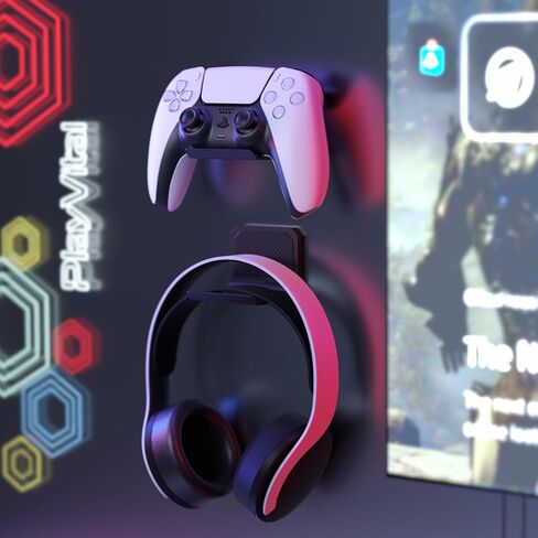 playvital 4 Set FOLD Controller Wall Mount for ps5/4, Foldable Wall Stand for Xbox Core, Switch Pro, Gaming Headset Stand, Wall Holder for Xbox Wireless Headset, for Pulse 3D Headset - New Hope Gray in Saudi Arabia