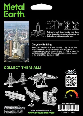 مجموعة نماذج معدنية ثلاثية الأبعاد من Metal Earth Chrysler Building مع ملاقط رائعة in Saudi Arabia