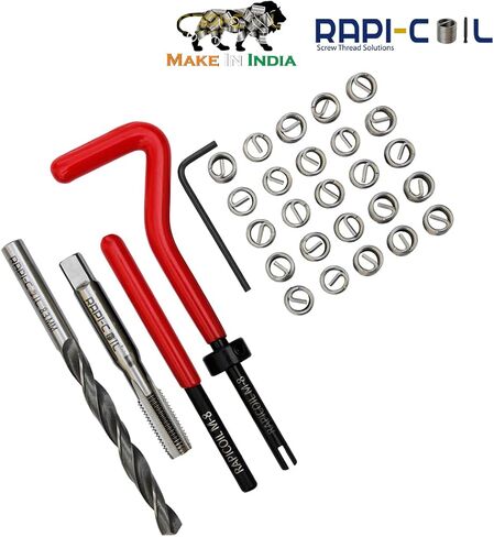 مجموعة أدوات هيليكويل لإصلاح الخيوط RAPI-COIL M8 x 1.25، HSS M2 Tap & Drill، SS 304 سلك إدراج - صنع في الهند in Saudi Arabia