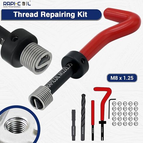 مجموعة أدوات هيليكويل لإصلاح الخيوط RAPI-COIL M8 x 1.25، HSS M2 Tap & Drill، SS 304 سلك إدراج - صنع في الهند in Saudi Arabia