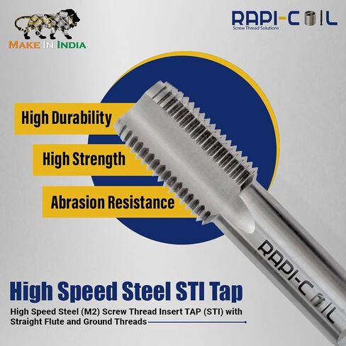 مجموعة أدوات هيليكويل لإصلاح الخيوط RAPI-COIL M8 x 1.25، HSS M2 Tap & Drill، SS 304 سلك إدراج - صنع في الهند in Saudi Arabia
