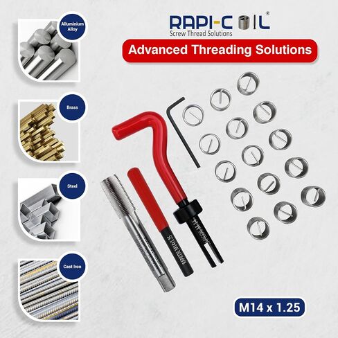 مجموعة أدوات هيليكويل لإصلاح الخيوط RAPI-COIL M8 x 1.25، HSS M2 Tap & Drill، SS 304 سلك إدراج - صنع في الهند in Saudi Arabia