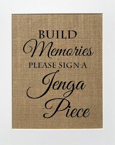 8x10 بناء ذكريات غير مؤطرة يرجى التوقيع على قطعة Jenga/علامة طباعة الخيش/علامة دفتر الزوار ريفي رث شيك خمر ديكور الزفاف علامة in Saudi Arabia