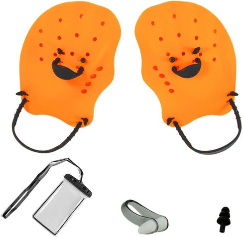 Anwey Swimming Hand Paddle Set,Unisex Adult Kids Vortex Evolution Contour, Adjustable Straps Curved Design,Perfect Swimming Training Accessories with Multicolors in Saudi Arabia