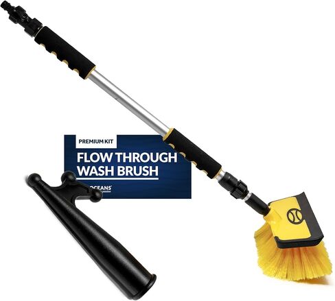 Five Oceans FO4263 Boat Deck Brush, Premium Water Flow-Through Wash Brush, Aluminum Telescoping Shaft, for Pontoon, Fishing Boats, Bass Boats, Sport Boats, Sportyachts, Sailboats, Cars, RVs, ATVs in Saudi Arabia