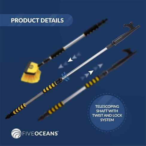 Five Oceans FO4263 Boat Deck Brush, Premium Water Flow-Through Wash Brush, Aluminum Telescoping Shaft, for Pontoon, Fishing Boats, Bass Boats, Sport Boats, Sportyachts, Sailboats, Cars, RVs, ATVs in Saudi Arabia