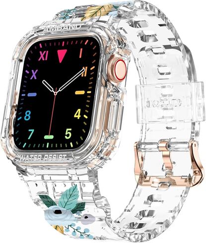 حافظة رياضية amBand MF مع أشرطة متوافقة مع Apple Watch Series 9/8/7 (41 ملم) وسلسلة SE2/SE/6/5/4 (40 ملم) السلسلة 3 (38 ملم) للرجال والنساء زهرة in Kuwait