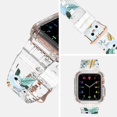 حافظة رياضية amBand MF مع أشرطة متوافقة مع Apple Watch Series 9/8/7 (41 ملم) وسلسلة SE2/SE/6/5/4 (40 ملم) السلسلة 3 (38 ملم) للرجال والنساء زهرة in Kuwait