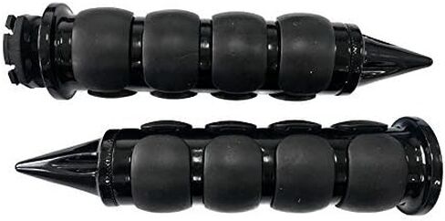 MMG Powersports Spiked Handlebar Grips 7/8 inches (22mm) Non Slip Hand Grips for All Motorcycles Cruisers Choppers Street Harley, Billet Aluminum All Black Finish in Saudi Arabia