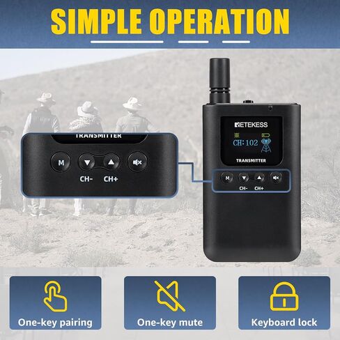 Retekess TT125 Audio Tour Guide, Wireless Guide System, 100 Hours Long Battery Life, Built-in Mic, Listening Device for Tour Guiding (1 Transmitters and 6 Receivers) in Saudi Arabia