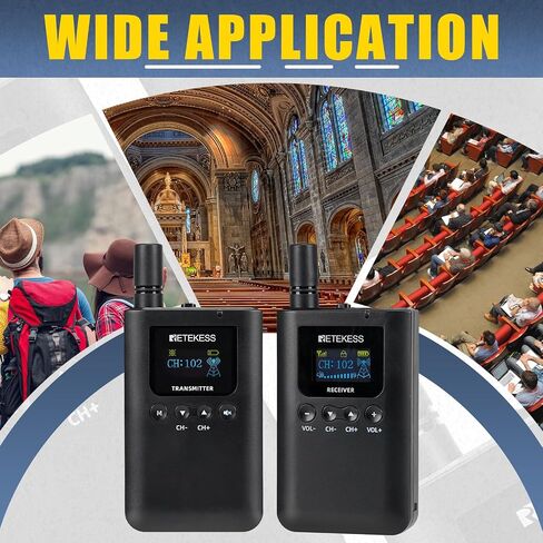 Retekess TT125 Audio Tour Guide, Wireless Guide System, 100 Hours Long Battery Life, Built-in Mic, Listening Device for Tour Guiding (1 Transmitters and 6 Receivers) in Saudi Arabia