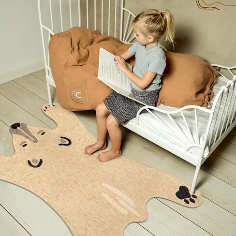 LIVEBOX سجادة الدب الأبيض للأطفال للحضانة، 36 بوصة × 53 بوصة سجادة منطقة قابلة للغسل لغرفة النوم، سجادة ناعمة غير قابلة للانزلاق للحمام، سجادة غرفة لعب الحيوانات، سجادة باب أرضية لغرفة الأطفال، مدخل خيمة in Kuwait