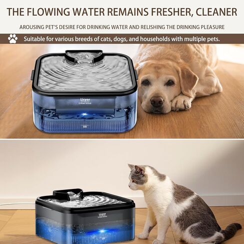 2.4Gal/9L Large Dog Water Fountain, Pet Water Fountain Ultra Quiet Cat Fountain Water Bowl with Filtration, Adapter, Colorful LED Indicator, Water Dish for Dogs, Cats, Multiple Pets, BPA-Free in Saudi Arabia