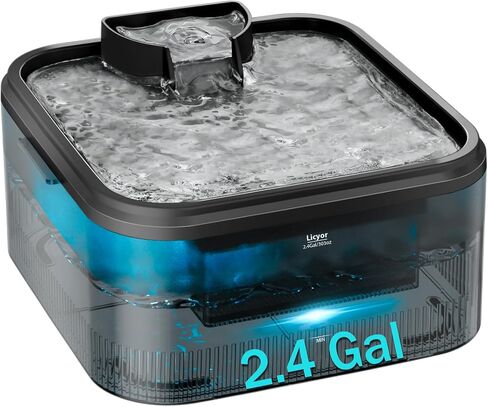 2.4Gal/9L Large Dog Water Fountain, Pet Water Fountain Ultra Quiet Cat Fountain Water Bowl with Filtration, Adapter, Colorful LED Indicator, Water Dish for Dogs, Cats, Multiple Pets, BPA-Free in Saudi Arabia