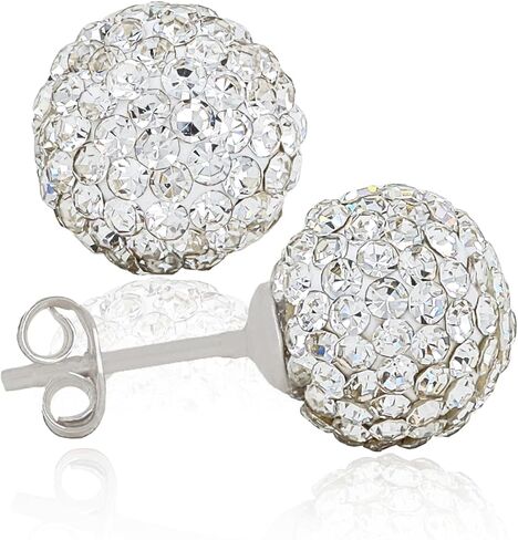 Finatso Sterling Silver Crystal Ball Earrings in Kuwait