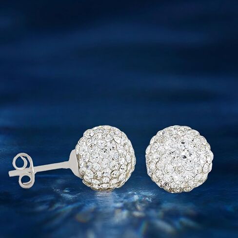 Finatso Sterling Silver Crystal Ball Earrings in Kuwait