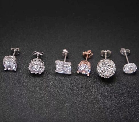 Finatso Sterling Silver Crystal Ball Earrings in Kuwait