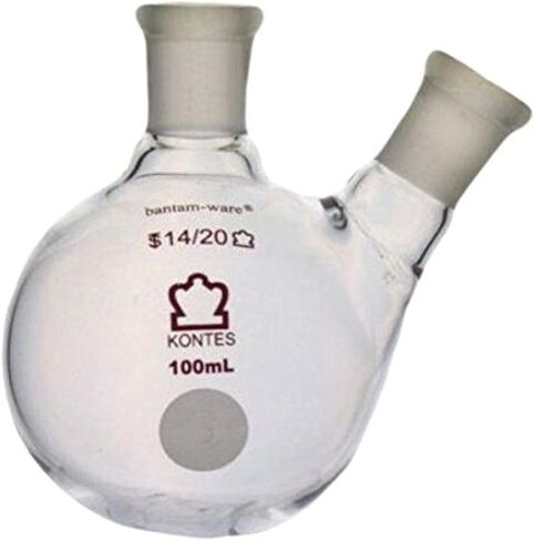 Kimble Chase KIMAX 294990-0250 Two-Neck Round Bottom Flask, Side Neck Angled, Borosilicate Glass, 250 ml in Saudi Arabia