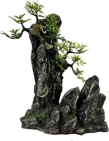 Saim Aquarium Mountain View Decor Rockery، Cichlid Stone Rock Betta Fish Hide حوض السمك زخرفة الصخور الاصطناعية خزان الأسماك الديكور لخزان الأسماك السلاحف الضفادع لعب الأسماك الصغيرة، لوازم حوض السمك in Kuwait