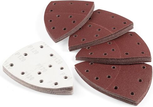 36 PCS Mouse Sander Sandpapers 6 Hole Detail Sander Sanding Disc | Mouse Sander Pads Hook and Loop Triangle Sandpaper (60/80/100/120/180/240) -6 PCS for Each Grit in Saudi Arabia