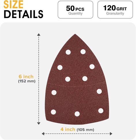 36 PCS Mouse Sander Sandpapers 6 Hole Detail Sander Sanding Disc | Mouse Sander Pads Hook and Loop Triangle Sandpaper (60/80/100/120/180/240) -6 PCS for Each Grit in Saudi Arabia