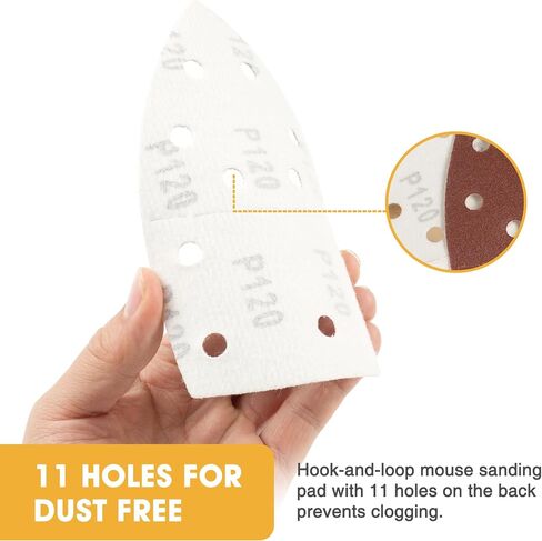 36 PCS Mouse Sander Sandpapers 6 Hole Detail Sander Sanding Disc | Mouse Sander Pads Hook and Loop Triangle Sandpaper (60/80/100/120/180/240) -6 PCS for Each Grit in Saudi Arabia
