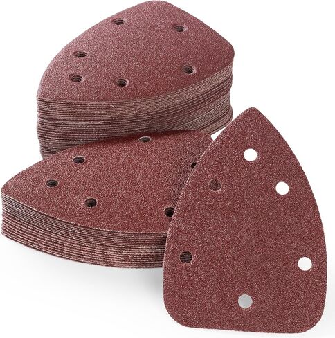 36 PCS Mouse Sander Sandpapers 6 Hole Detail Sander Sanding Disc | Mouse Sander Pads Hook and Loop Triangle Sandpaper (60/80/100/120/180/240) -6 PCS for Each Grit in Saudi Arabia