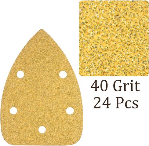 24pcs Mouse Detail Sander Sandpaper - [5-Hole 220 Grit] Aluminum Oxide Triangle Hook and Loop Sanding Pads Sheet for Sanding and Polishing Wood Furniture Metal Use in Kuwait