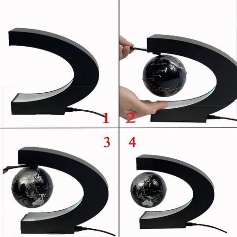 كرة أرضية مغناطيسية مع أضواء LED ملونة على شكل C هدايا عائمة للطلاب والرجال والآباء والمعلمين ديكور مكتب المنزل in Kuwait