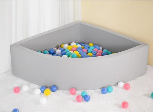 UHAPPYEE Ball Pit Grey، حفر كرات إسفنجية للقطاع للأطفال الصغار، حوض لعب للزاوية، حوض سباحة قابل للطي ومحمول، حمام سباحة ناعم مقاس 35.4 بوصة × 11.8 بوصة (الكرات غير متضمنة) in Kuwait
