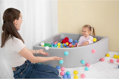 UHAPPYEE Ball Pit Grey، حفر كرات إسفنجية للقطاع للأطفال الصغار، حوض لعب للزاوية، حوض سباحة قابل للطي ومحمول، حمام سباحة ناعم مقاس 35.4 بوصة × 11.8 بوصة (الكرات غير متضمنة) in Kuwait