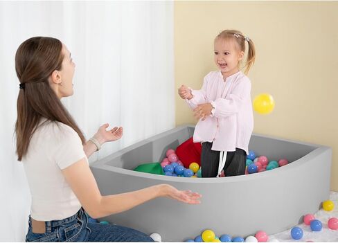 UHAPPYEE Ball Pit Grey، حفر كرات إسفنجية للقطاع للأطفال الصغار، حوض لعب للزاوية، حوض سباحة قابل للطي ومحمول، حمام سباحة ناعم مقاس 35.4 بوصة × 11.8 بوصة (الكرات غير متضمنة) in Kuwait