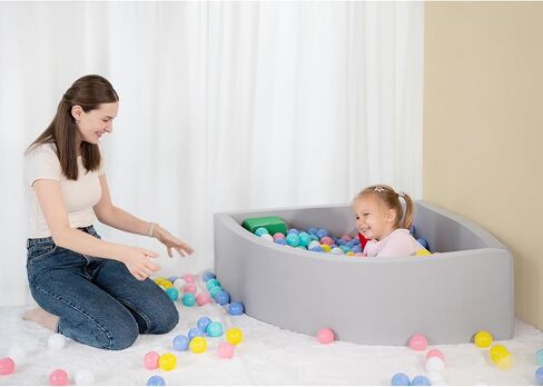 UHAPPYEE Ball Pit Grey، حفر كرات إسفنجية للقطاع للأطفال الصغار، حوض لعب للزاوية، حوض سباحة قابل للطي ومحمول، حمام سباحة ناعم مقاس 35.4 بوصة × 11.8 بوصة (الكرات غير متضمنة) in Kuwait