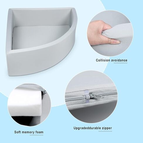 UHAPPYEE Ball Pit Grey، حفر كرات إسفنجية للقطاع للأطفال الصغار، حوض لعب للزاوية، حوض سباحة قابل للطي ومحمول، حمام سباحة ناعم مقاس 35.4 بوصة × 11.8 بوصة (الكرات غير متضمنة) in Kuwait