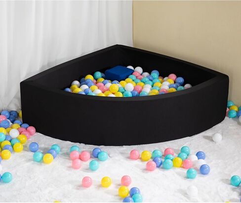 UHAPPYEE Ball Pit Grey، حفر كرات إسفنجية للقطاع للأطفال الصغار، حوض لعب للزاوية، حوض سباحة قابل للطي ومحمول، حمام سباحة ناعم مقاس 35.4 بوصة × 11.8 بوصة (الكرات غير متضمنة) in Kuwait