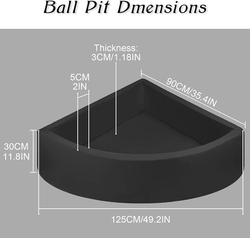 UHAPPYEE Ball Pit Grey، حفر كرات إسفنجية للقطاع للأطفال الصغار، حوض لعب للزاوية، حوض سباحة قابل للطي ومحمول، حمام سباحة ناعم مقاس 35.4 بوصة × 11.8 بوصة (الكرات غير متضمنة) in Kuwait