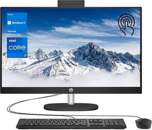 HP Newest 27" Touchscreen All-in-One, 27" FHD Display, Intel Core i7-1355U, 16GB RAM, 1TB SSD, IR Camera, Wired Keyboard & Mouse, HDMI, RJ45, Wi-Fi 6, Windows 11 Home, Black in Saudi Arabia