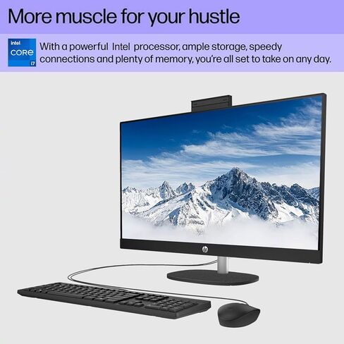 HP Newest 27" Touchscreen All-in-One, 27" FHD Display, Intel Core i7-1355U, 16GB RAM, 1TB SSD, IR Camera, Wired Keyboard & Mouse, HDMI, RJ45, Wi-Fi 6, Windows 11 Home, Black in Saudi Arabia