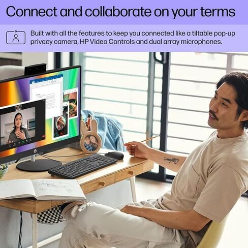 HP Newest 27" Touchscreen All-in-One, 27" FHD Display, Intel Core i7-1355U, 16GB RAM, 1TB SSD, IR Camera, Wired Keyboard & Mouse, HDMI, RJ45, Wi-Fi 6, Windows 11 Home, Black in Saudi Arabia